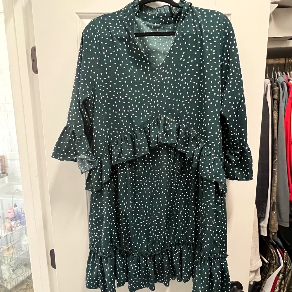 Green polka dot dress